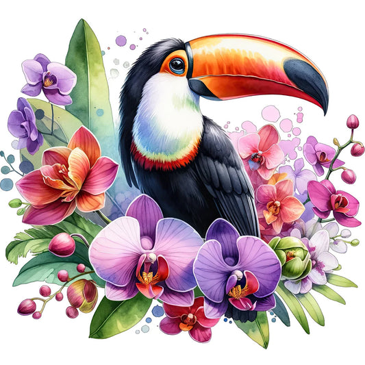 Phalaenopsis And Bird - Full Round Drill Diamond Painting 30*30CM