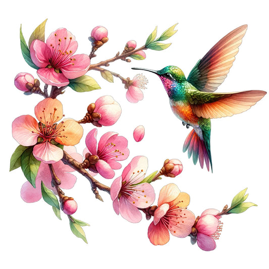 Peach Blossom And Bird - Full Round Drill Diamond Painting 30*30CM