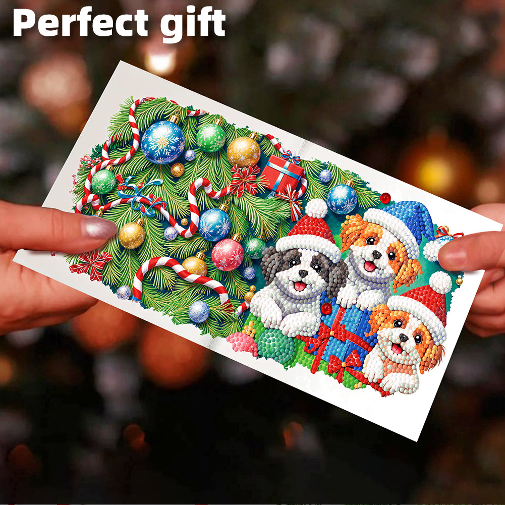 12PCS DIY Xmas Pattern Diamond Art Greeting Cards for Festivals and Celebrations