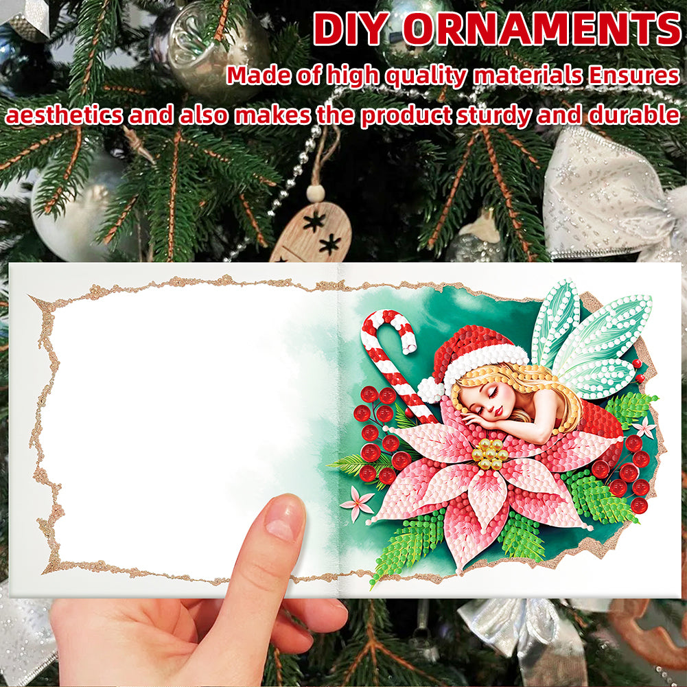 12PCS DIY Xmas Pattern Diamond Art Greeting Cards for Festivals and Celebrations