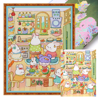 Cute Bunny - 9CT Stamped Cross Stitch 60*80CM (Mona Lisa Brand)
