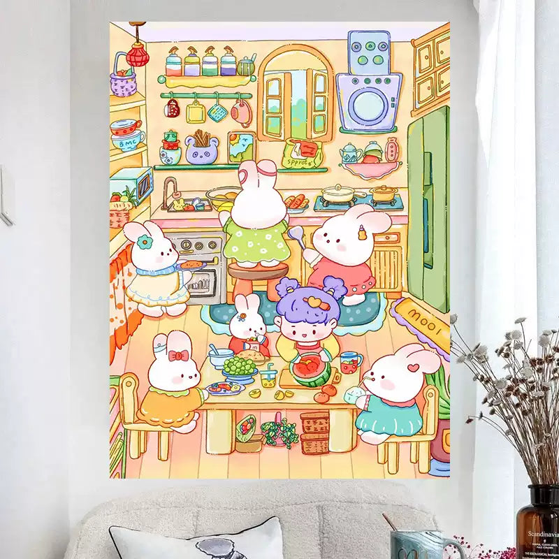 Cute Bunny - 9CT Stamped Cross Stitch 60*80CM (Mona Lisa Brand)