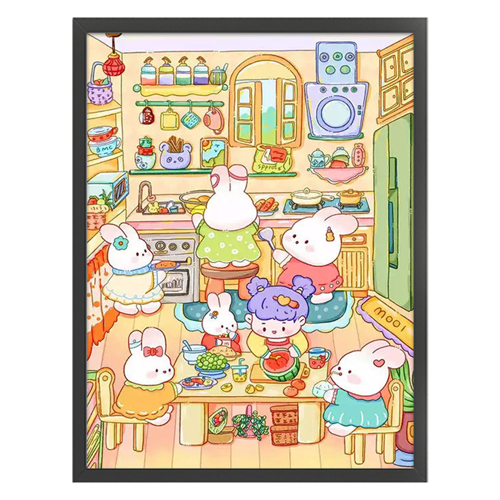 Cute Bunny - 9CT Stamped Cross Stitch 60*80CM (Mona Lisa Brand)
