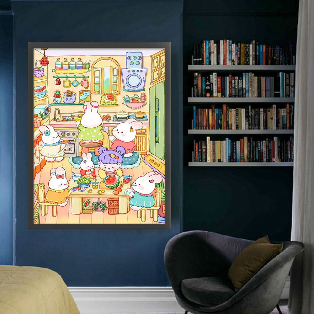 Cute Bunny - 9CT Stamped Cross Stitch 60*80CM (Mona Lisa Brand)