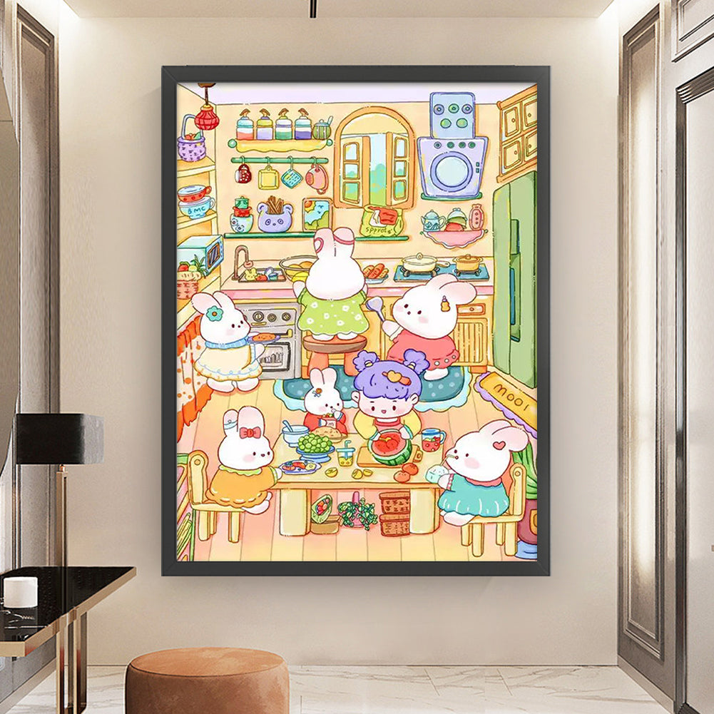 Cute Bunny - 9CT Stamped Cross Stitch 60*80CM (Mona Lisa Brand)