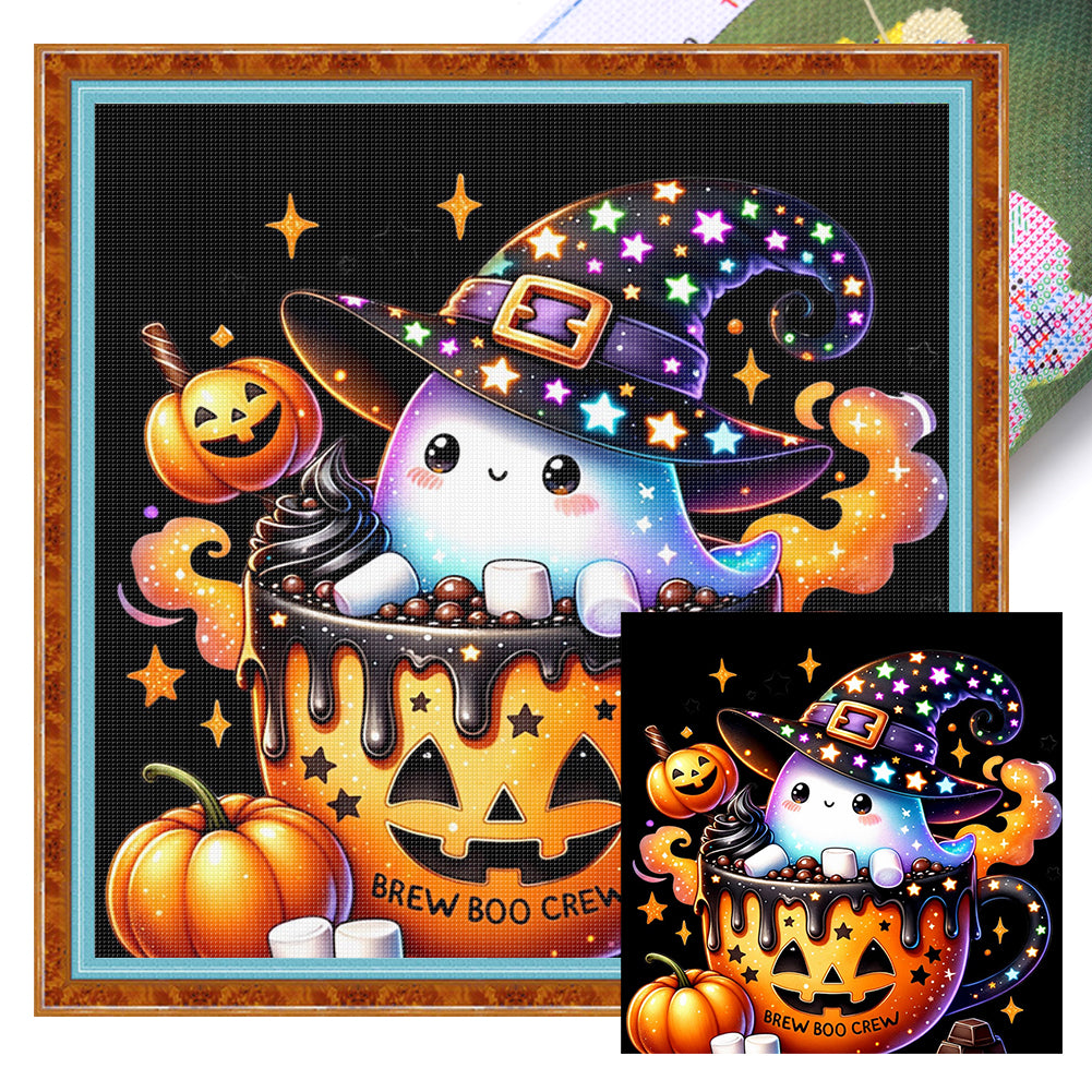 Pumpkin Ghost - 11CT Stamped Cross Stitch 50*50CM