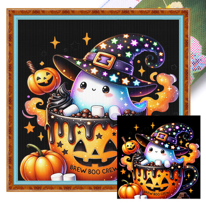 Pumpkin Ghost - 11CT Stamped Cross Stitch 50*50CM