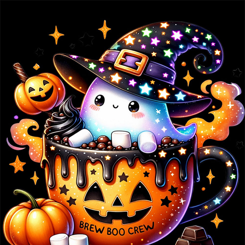 Pumpkin Ghost - 11CT Stamped Cross Stitch 50*50CM