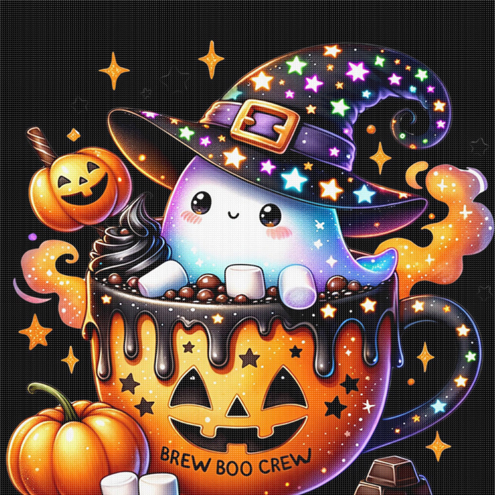 Pumpkin Ghost - 11CT Stamped Cross Stitch 50*50CM