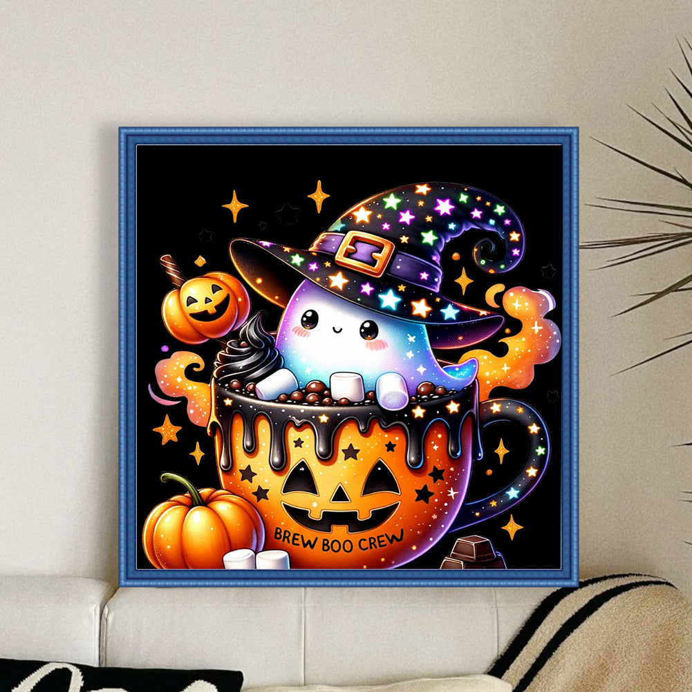 Pumpkin Ghost - 11CT Stamped Cross Stitch 50*50CM