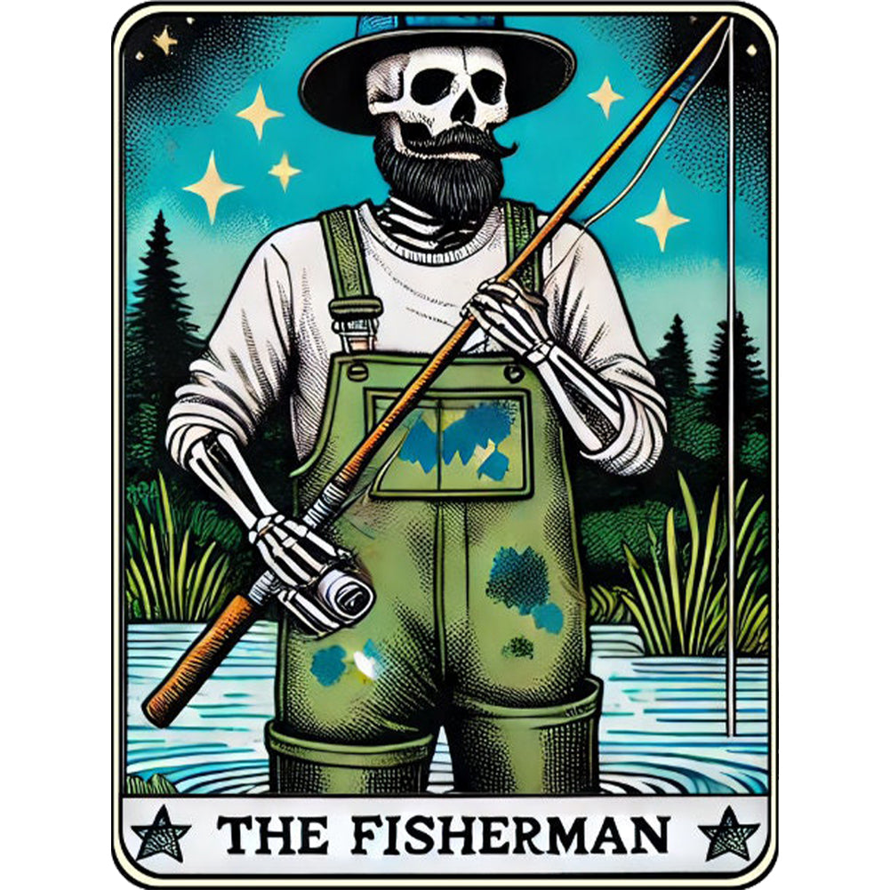Skeleton Fishing - 11CT Stamped Cross Stitch 50*65CM