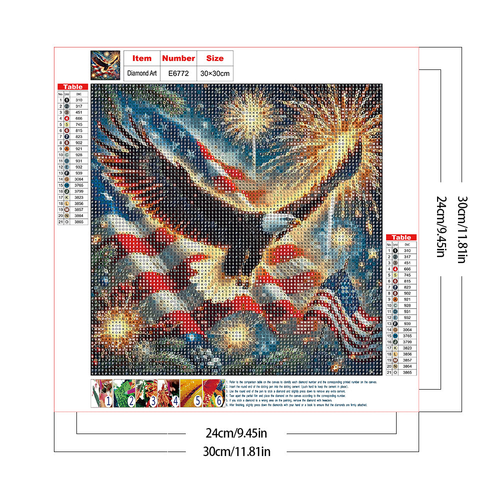 Independence Day Eagle - Full Round Drill Diamond Painting 30*30CM