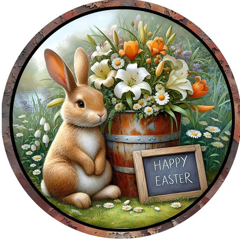 Rabbit And Flower - Full Round Drill Diamond Painting 30*30CM
