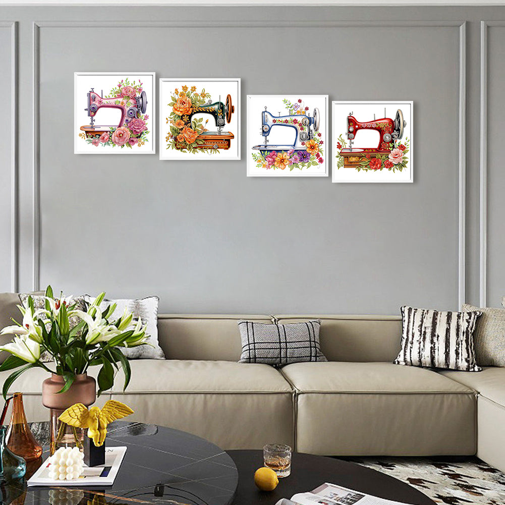 4Pcs Sewing Machine - Special Shaped Drill Diamond Painting 30*30CM