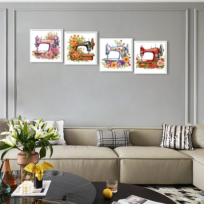 4Pcs Sewing Machine - Special Shaped Drill Diamond Painting 30*30CM
