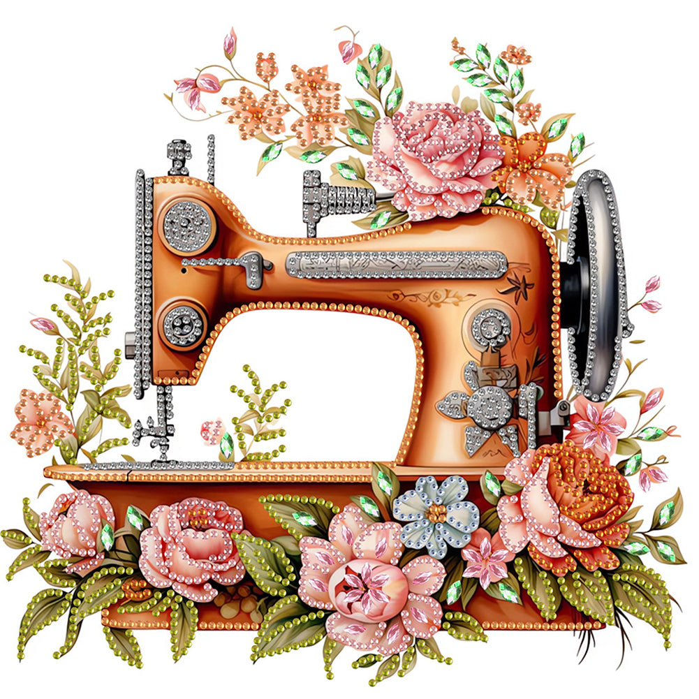 4Pcs Sewing Machine And Flower - Special Shaped Drill Diamond Painting 30*30CM