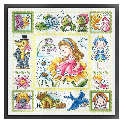 Girl On The Flower - 14CT Stamped Cross Stitch 30*30CM(Fairy Brand)
