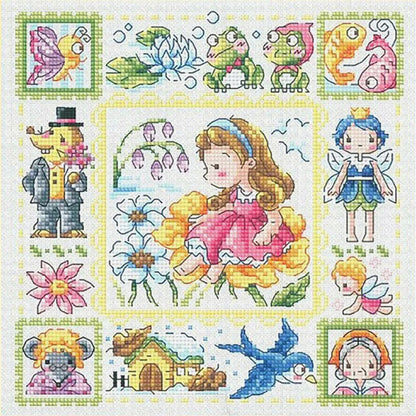 Girl On The Flower - 14CT Stamped Cross Stitch 30*30CM(Fairy Brand)
