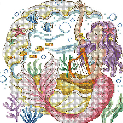 The Mermaid'S Song - 14CT Stamped Cross Stitch 30*30CM(Fairy Brand)