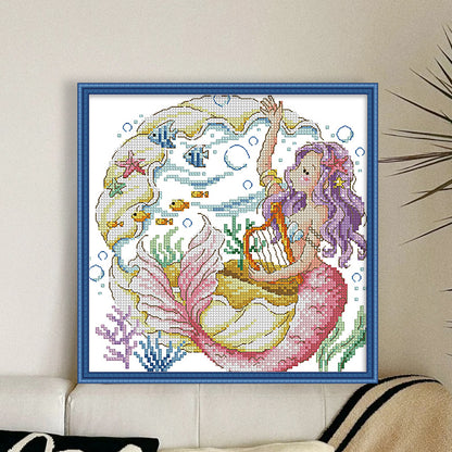 The Mermaid'S Song - 14CT Stamped Cross Stitch 30*30CM(Fairy Brand)