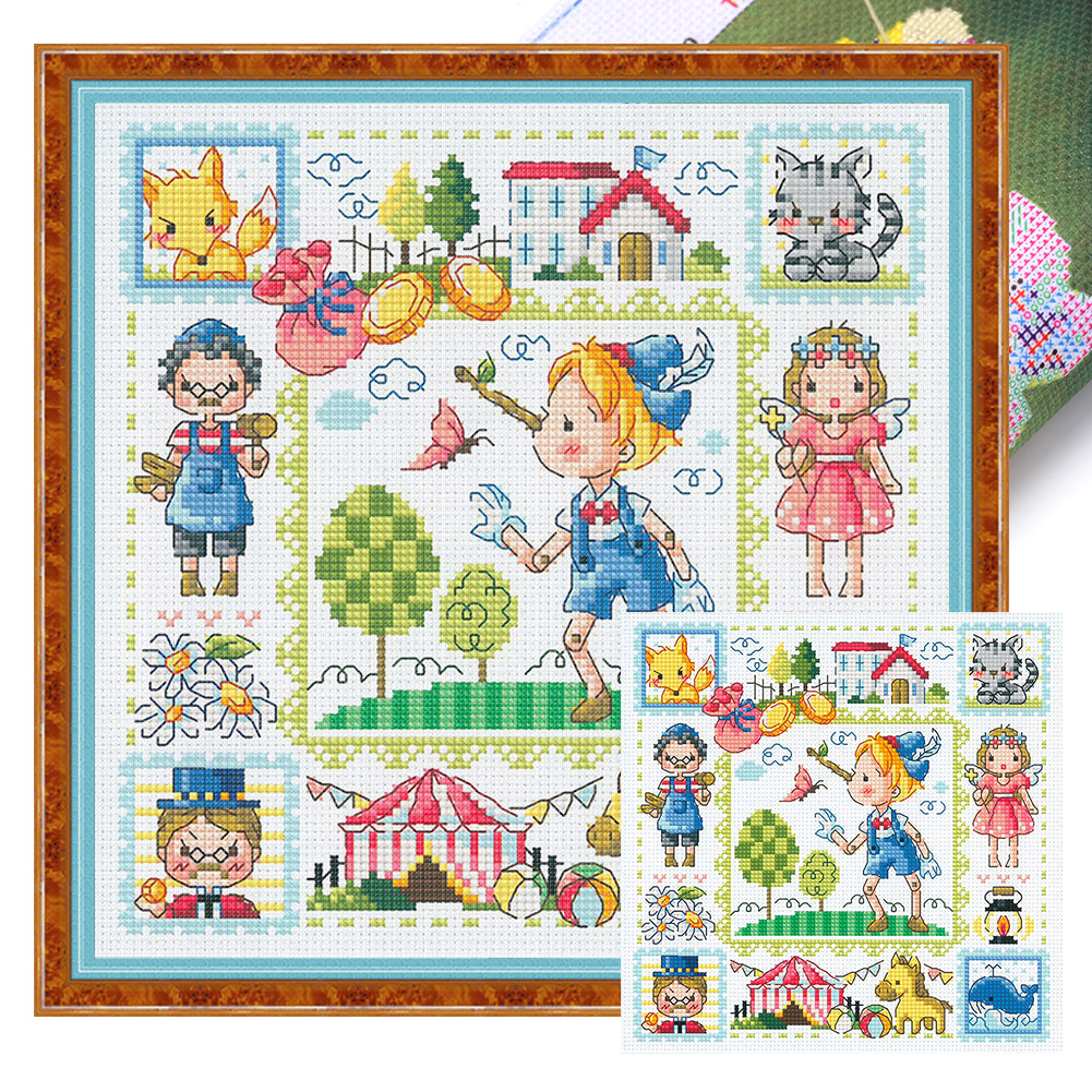 Pinocchio - 14CT Stamped Cross Stitch 30*30CM(Fairy Brand)
