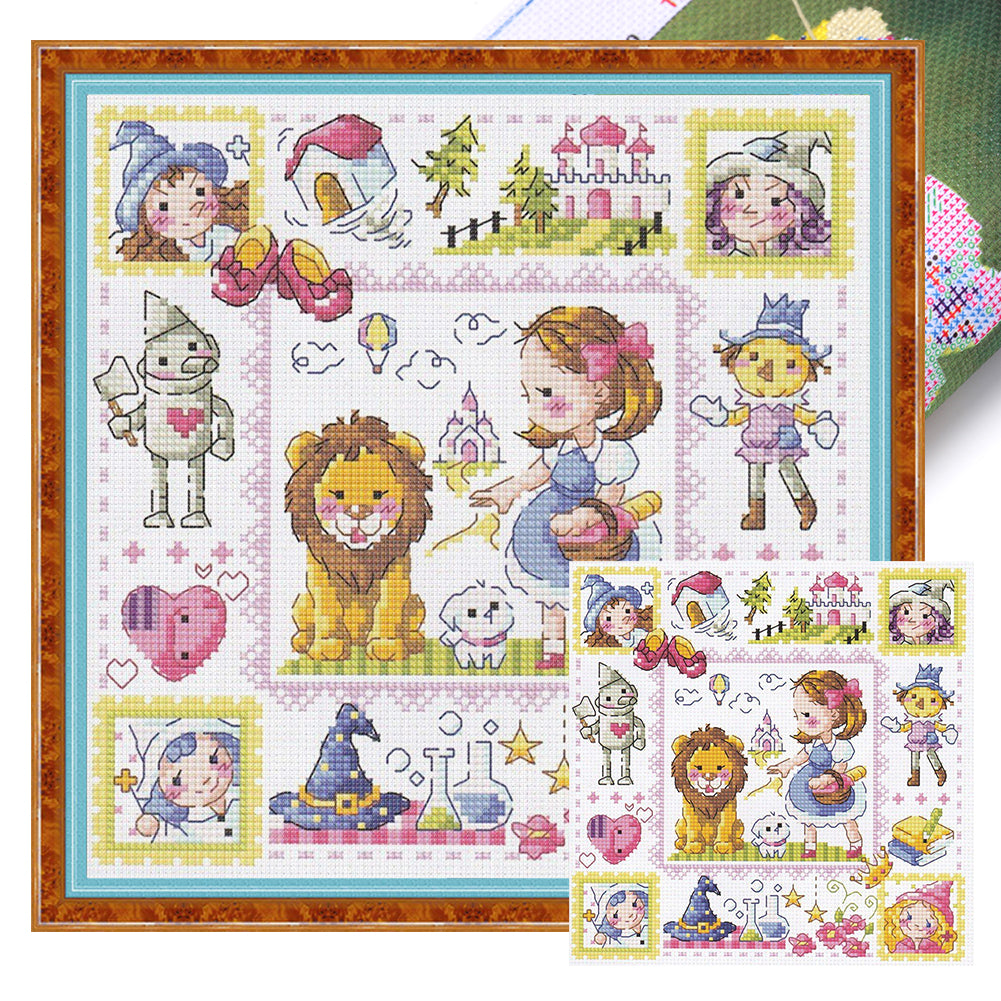Little Lion Girl - 14CT Stamped Cross Stitch 30*30CM(Fairy Brand)