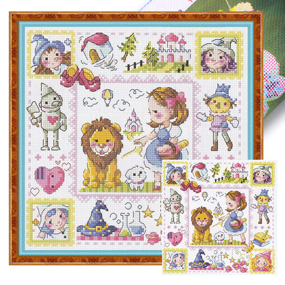 Little Lion Girl - 14CT Stamped Cross Stitch 30*30CM(Fairy Brand)
