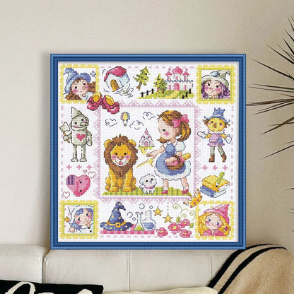 Little Lion Girl - 14CT Stamped Cross Stitch 30*30CM(Fairy Brand)