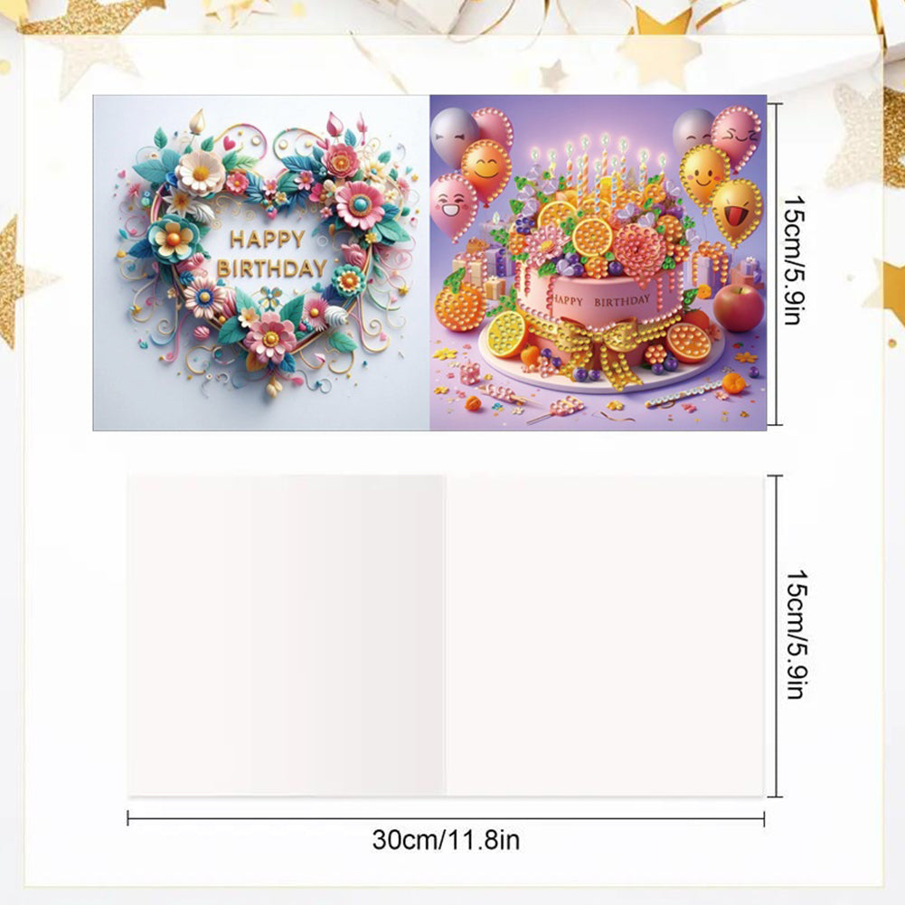 6PCS DIY Diamond Art Greeting Cards Birthday Theme Congratulations Cards & Gifts