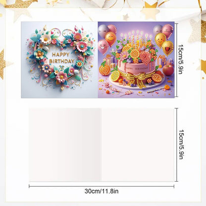6PCS DIY Diamond Art Greeting Cards Birthday Theme Congratulations Cards & Gifts