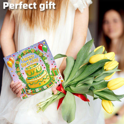 6PCS DIY Diamond Art Greeting Cards Birthday Theme Congratulations Cards & Gifts