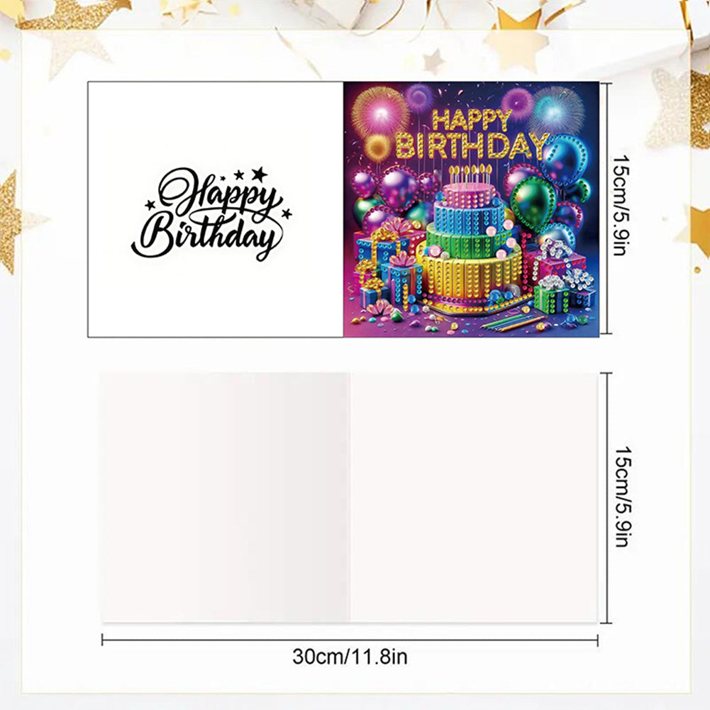6PCS DIY Diamond Art Greeting Cards Birthday Theme Congratulations Cards & Gifts