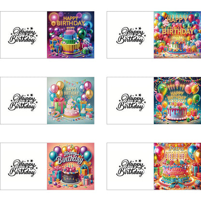 6PCS DIY Diamond Art Greeting Cards Birthday Theme Congratulations Cards & Gifts