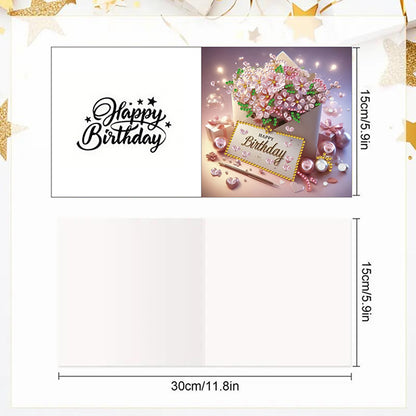 6PCS DIY Diamond Art Greeting Cards Birthday Theme Congratulations Cards & Gifts