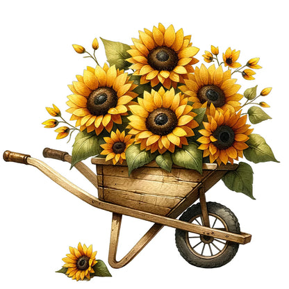 Sunflower Cart - Full Round Drill Diamond Painting 30*30CM