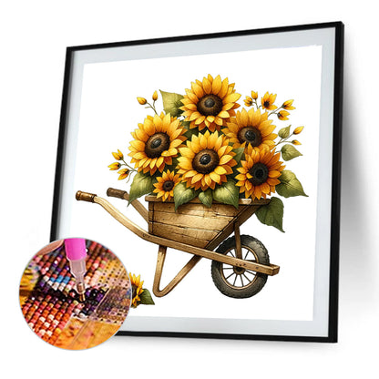 Sunflower Cart - Full Round Drill Diamond Painting 30*30CM