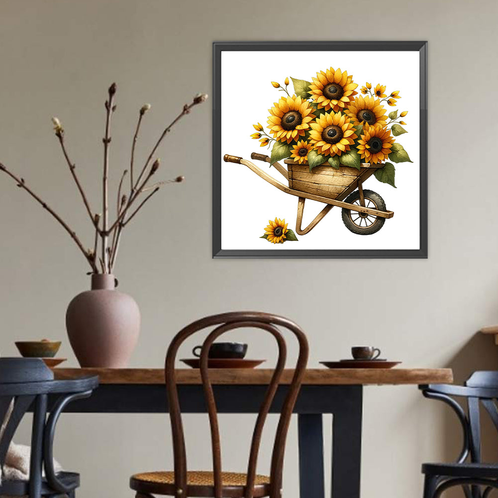 Sunflower Cart - Full Round Drill Diamond Painting 30*30CM