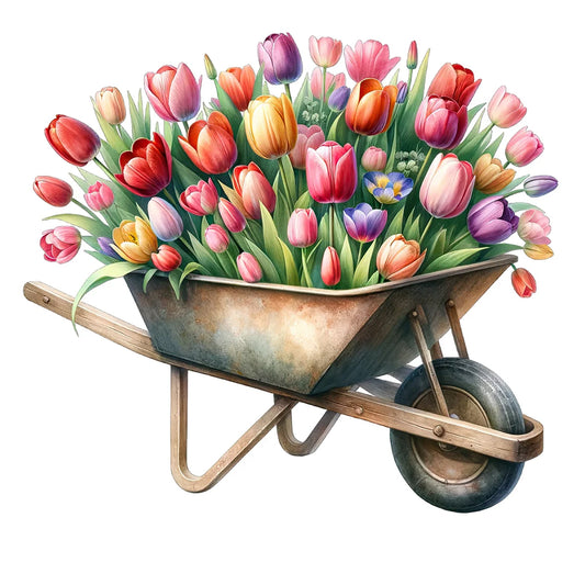 Tulip Cart - Full Round Drill Diamond Painting 30*30CM