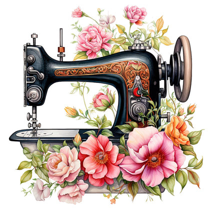 Sewing Machine And Flower - Full Round Drill Diamond Painting 40*40CM