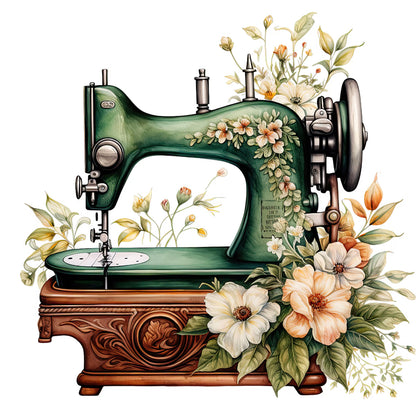 Sewing Machine And Flower - Full Round Drill Diamond Painting 40*40CM