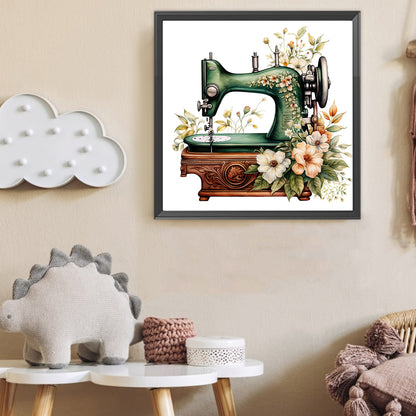 Sewing Machine And Flower - Full Round Drill Diamond Painting 40*40CM