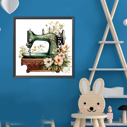 Sewing Machine And Flower - Full Round Drill Diamond Painting 40*40CM