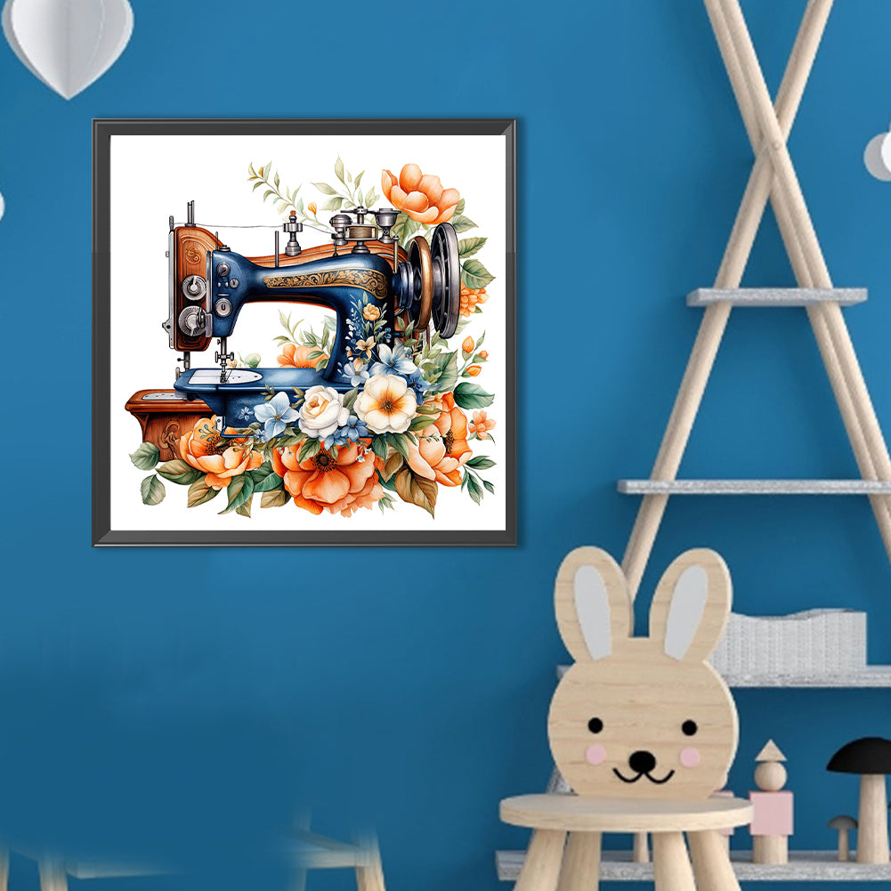 Sewing Machine And Flower - Full Round Drill Diamond Painting 40*40CM