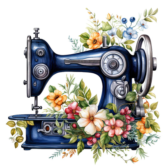 Sewing Machine And Flower - Full Round Drill Diamond Painting 40*40CM