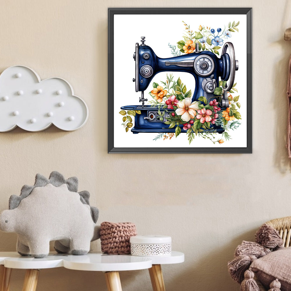 Sewing Machine And Flower - Full Round Drill Diamond Painting 40*40CM