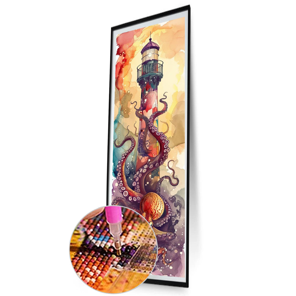 Octopus Lighthouse - Full AB Round Drill Diamond Painting 30*90CM