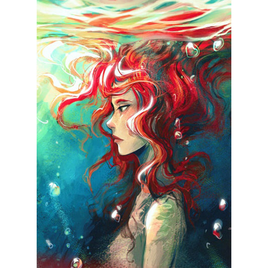 Red-Haired Girl - Full AB Round Drill Diamond Painting 40*55CM
