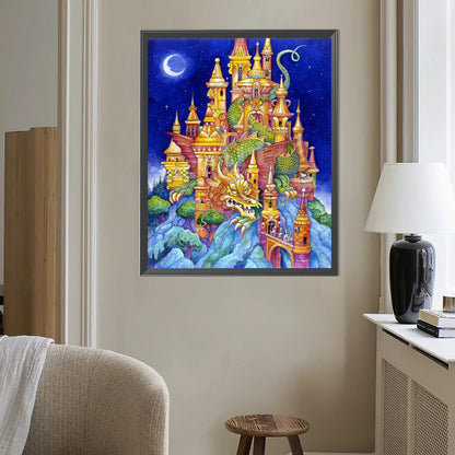 Dragon In Castle - Full AB Round Drill Diamond Painting 40*50CM