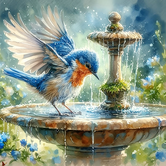 Blue Bird - Full Round Drill Diamond Painting 30*30CM