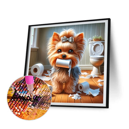 Toilet Paper Puppy - Full Round Drill Diamond Painting 30*30CM